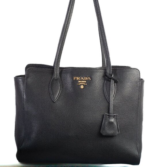 Authentic Prada Black Vitello Phenix Shoulder Tote Bag - Picture 1 of 8